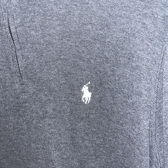 Ralph Lauren Quarter Zip White Iconic RL Logo Small Estate Rib Charcoal - Picture 2 of 5